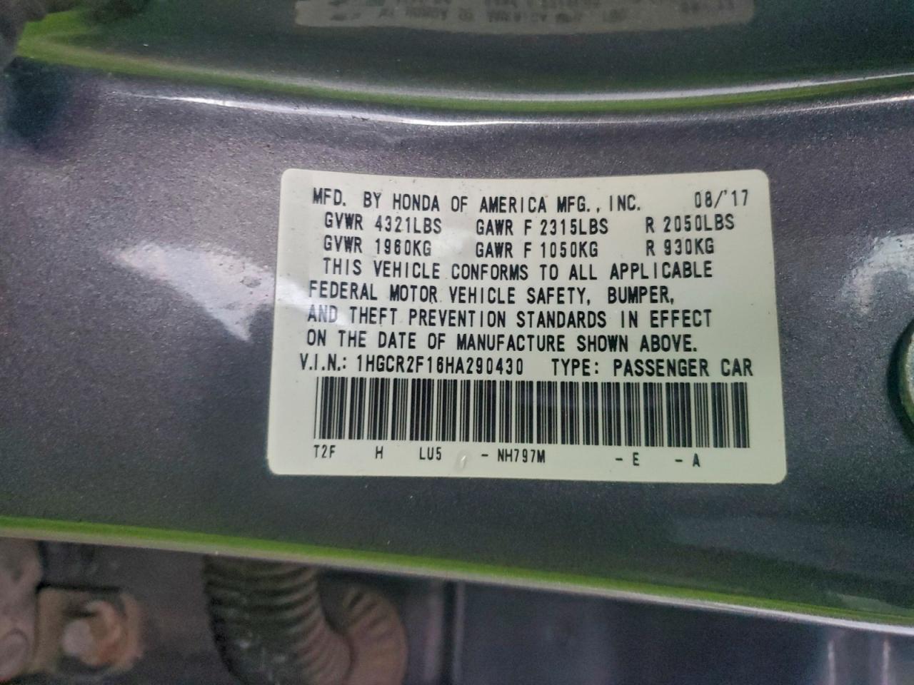 2017 HONDA ACCORD