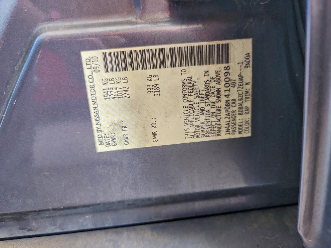 2011 NISSAN ALTIMA