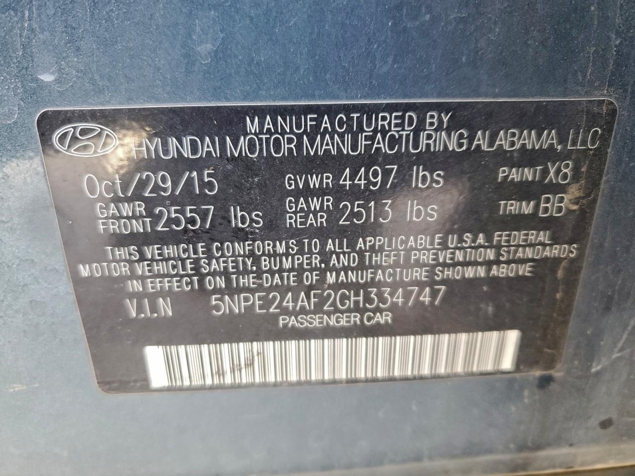 2016 HYUNDAI SONATA