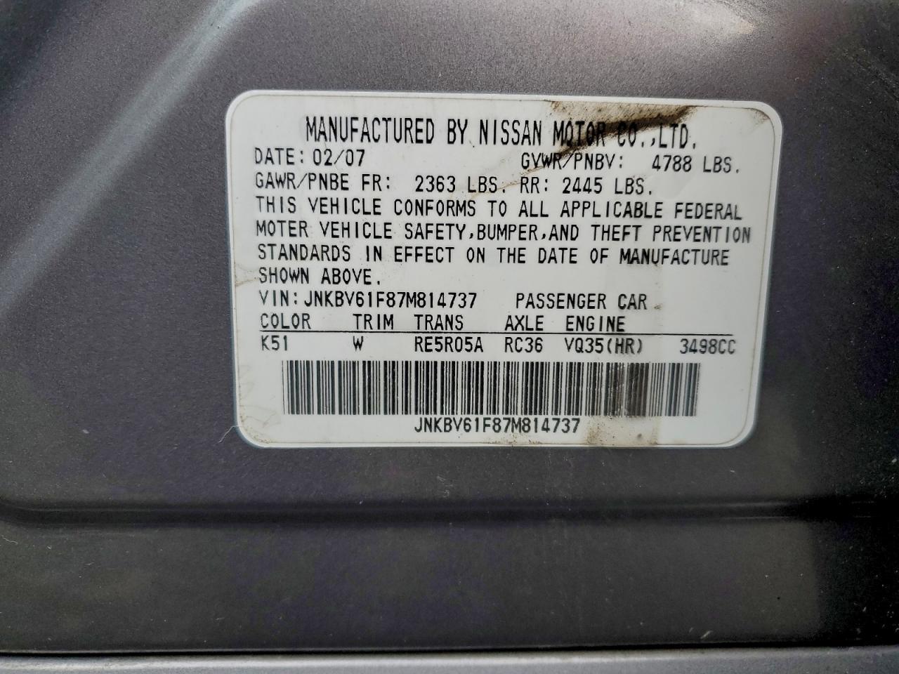 2007 INFINITI G35