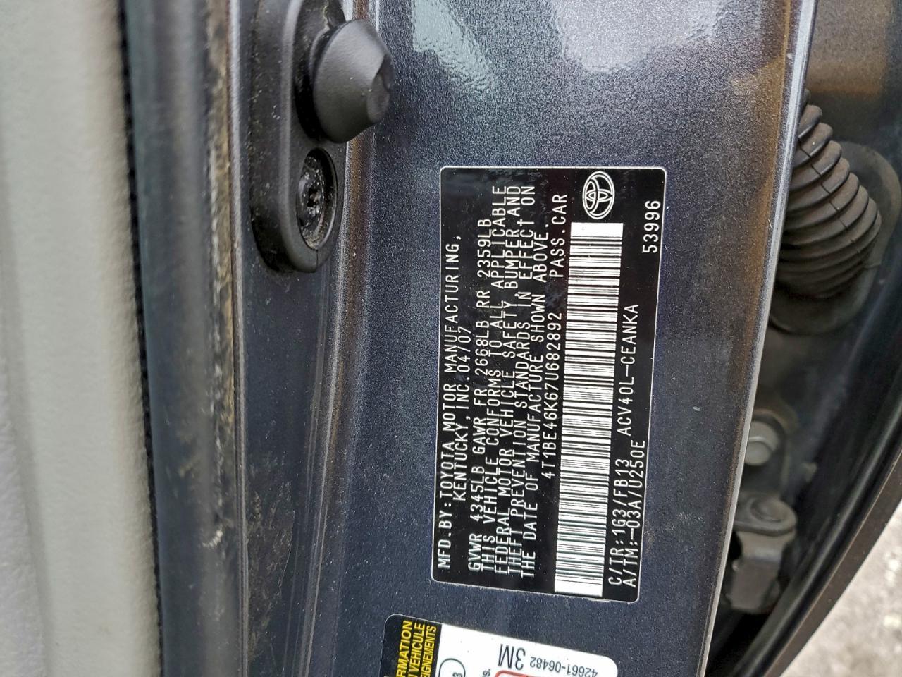 2007 TOYOTA CAMRY
