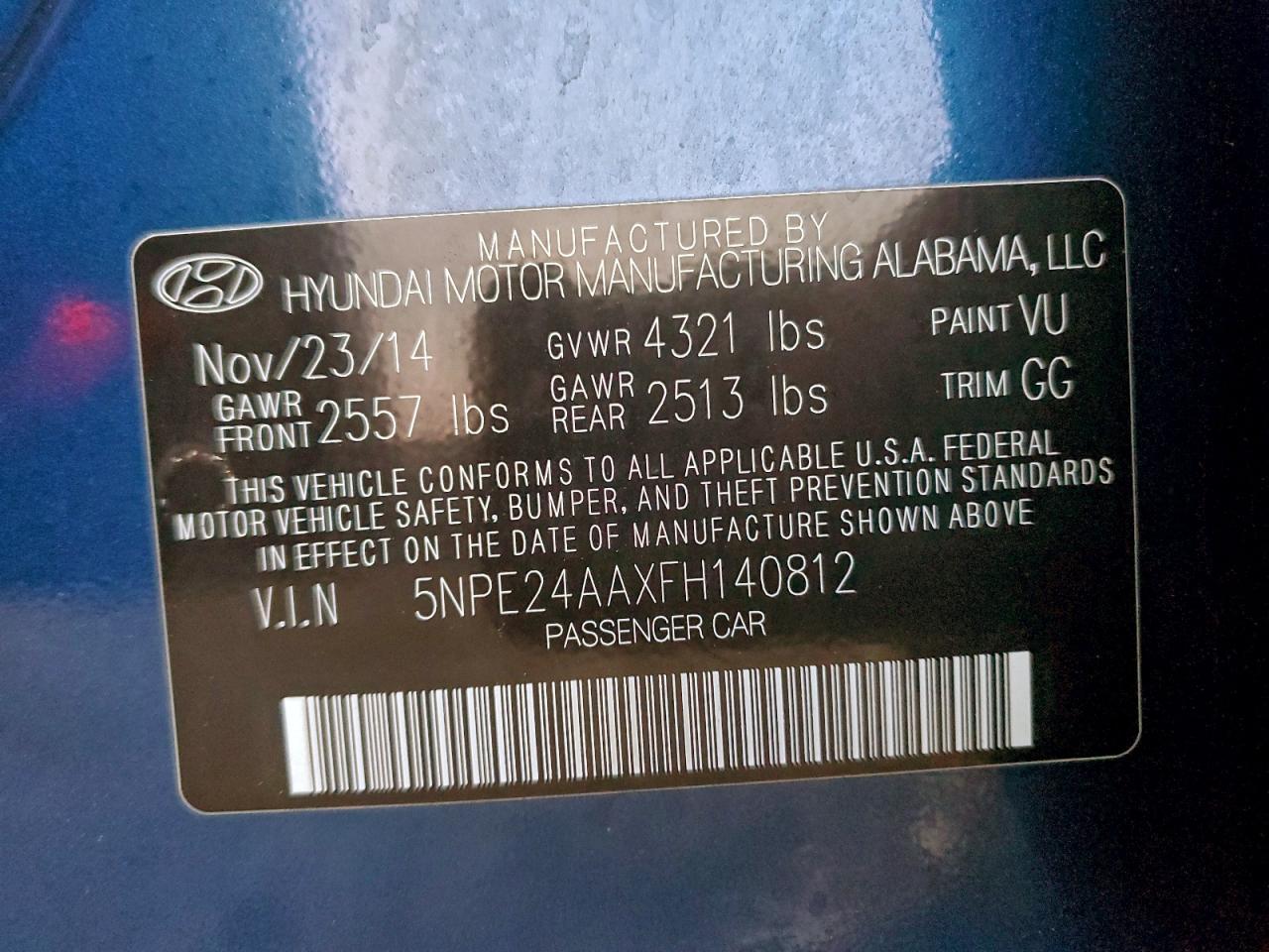 2015 HYUNDAI SONATA