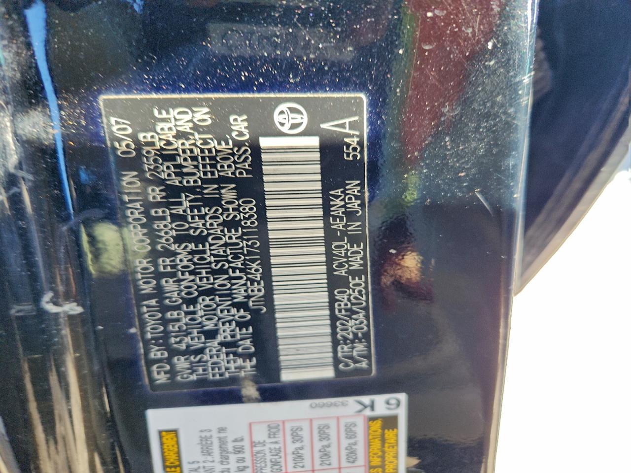 2007 TOYOTA CAMRY