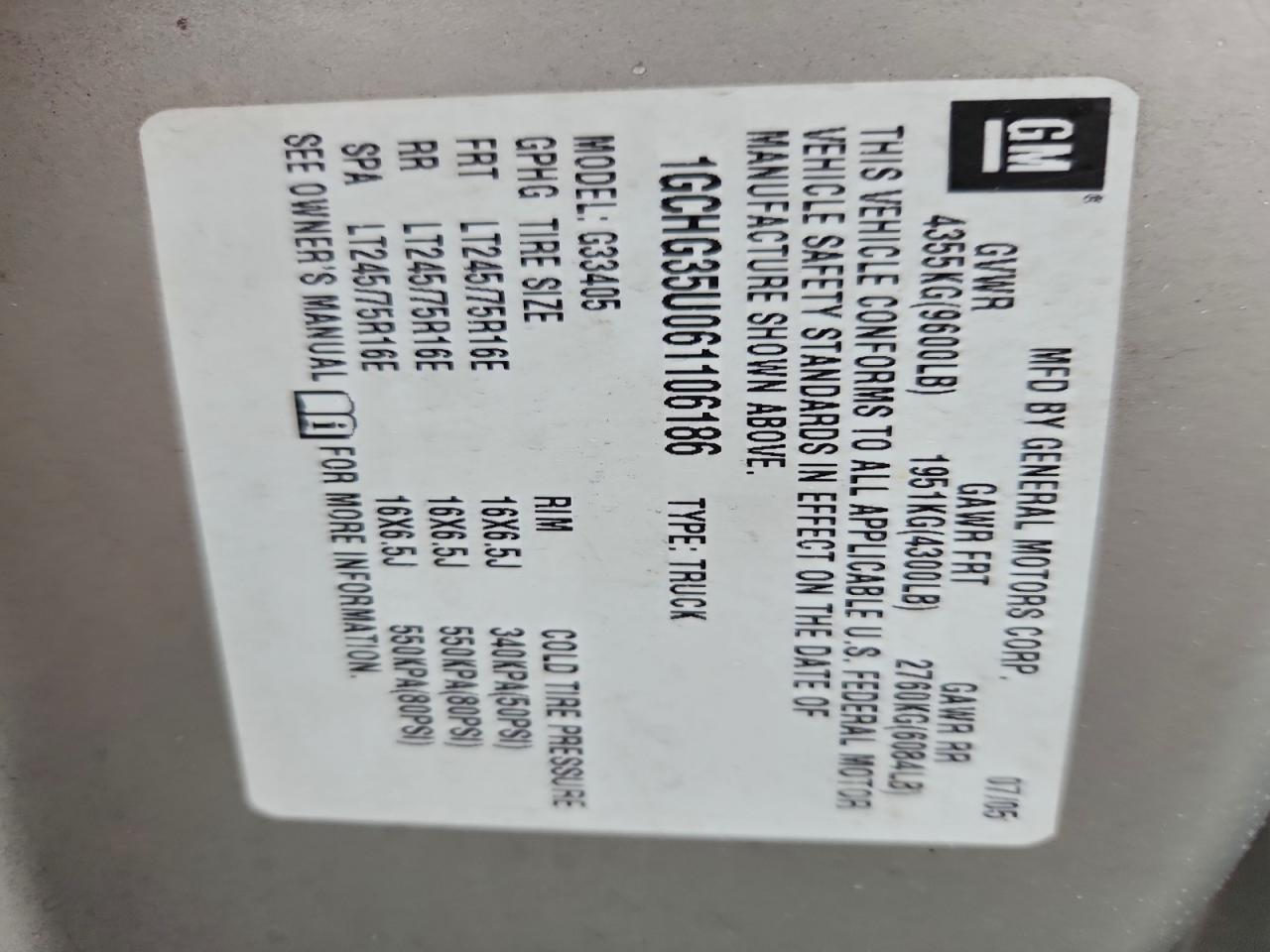 2006 CHEVROLET Express 3500