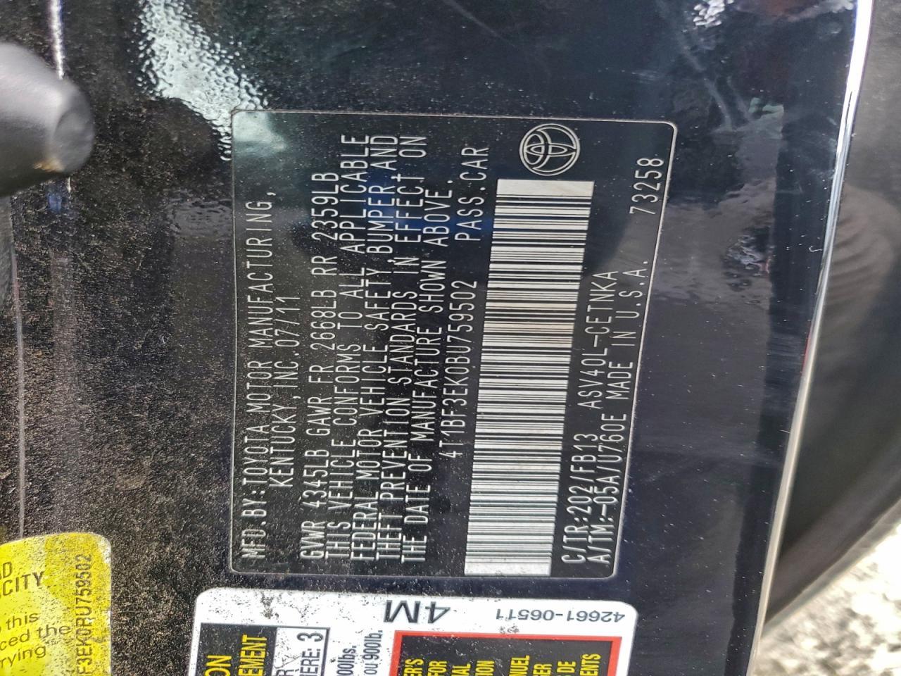 2011 TOYOTA CAMRY