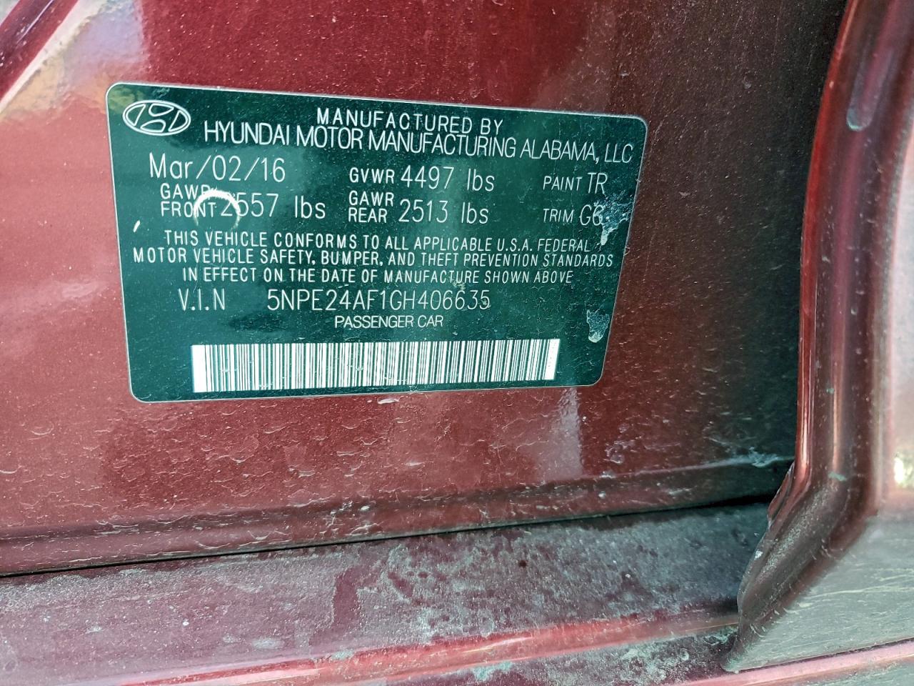 2016 HYUNDAI SONATA