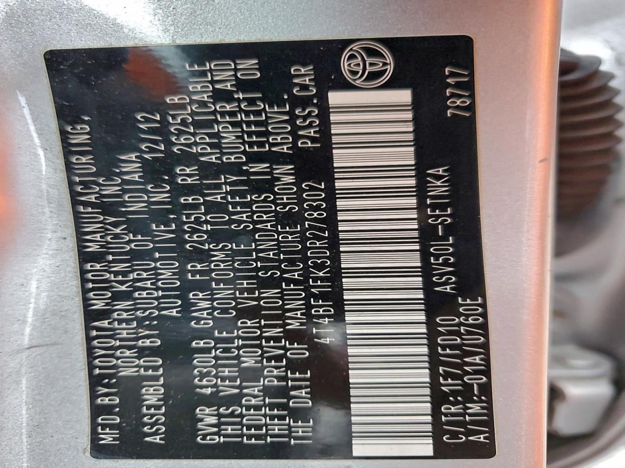 2013 TOYOTA CAMRY