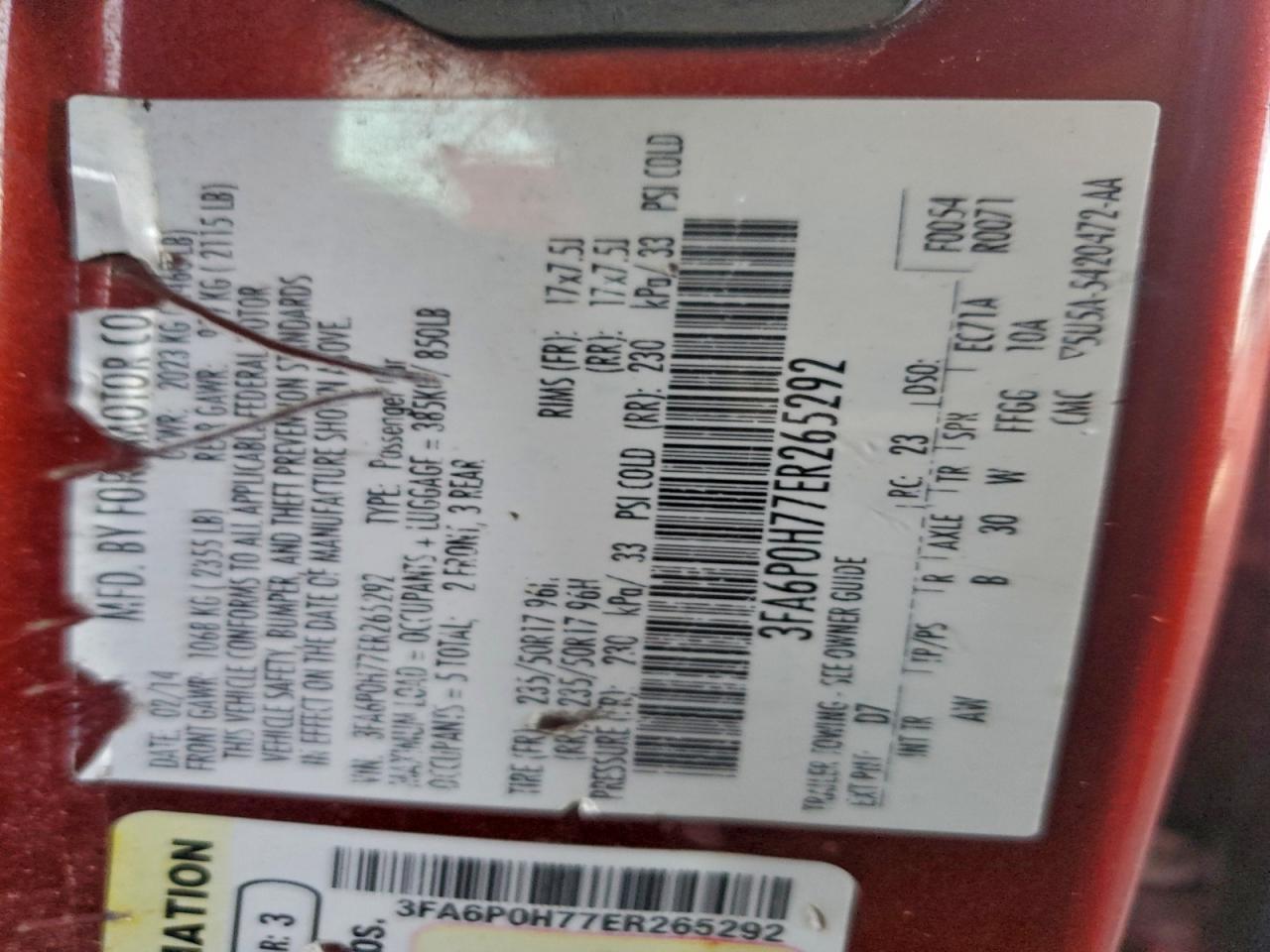 2014 FORD FUSION