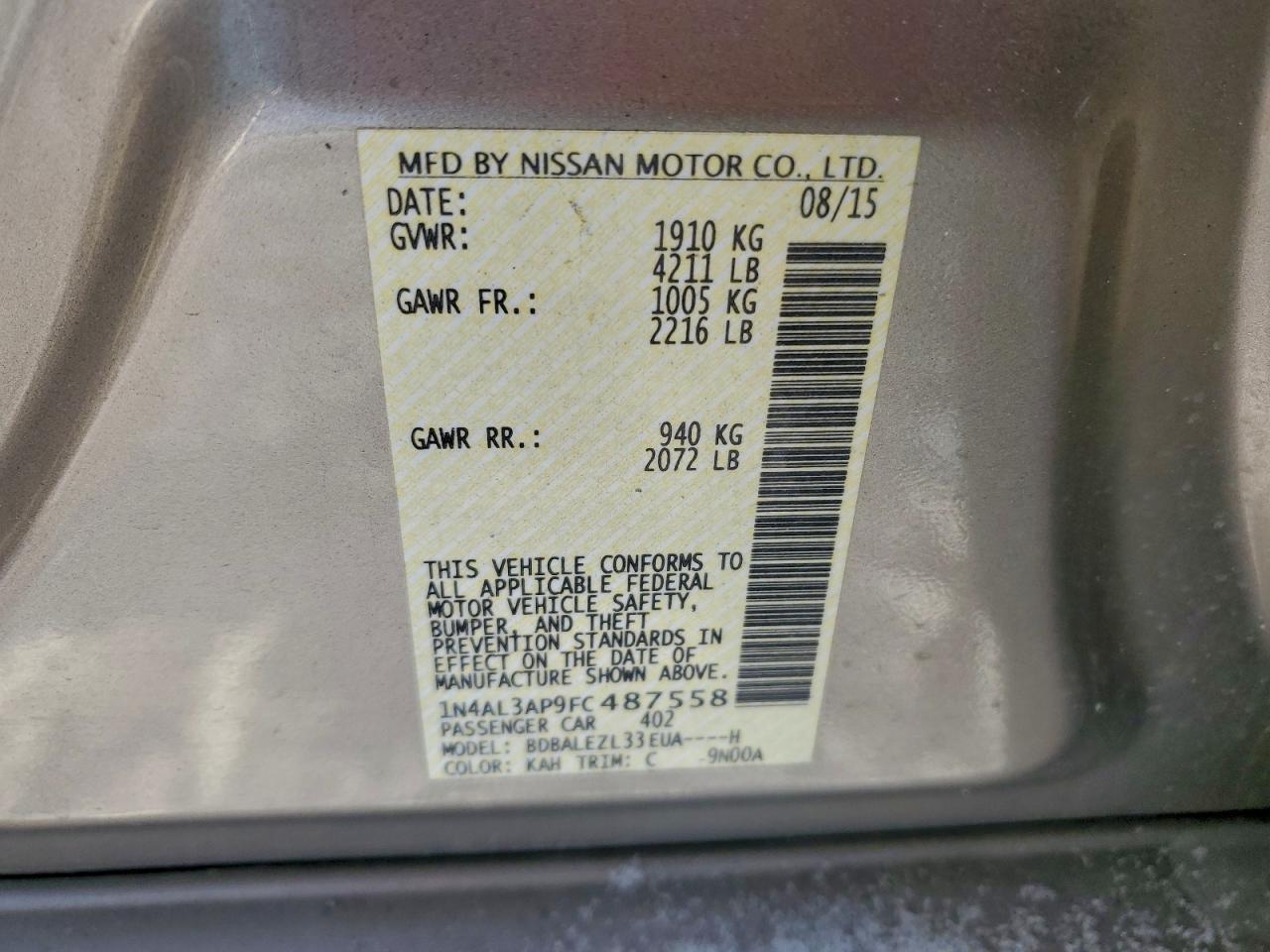 2015 NISSAN ALTIMA