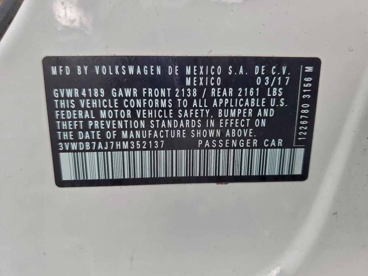 2017 VOLKSWAGEN JETTA