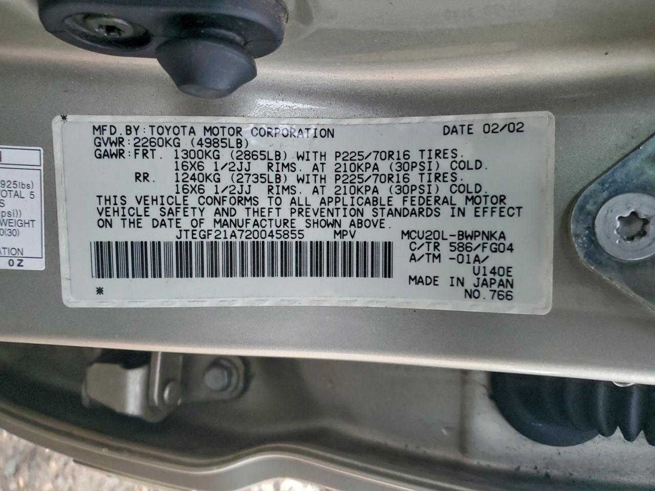2002 TOYOTA HIGHLANDER