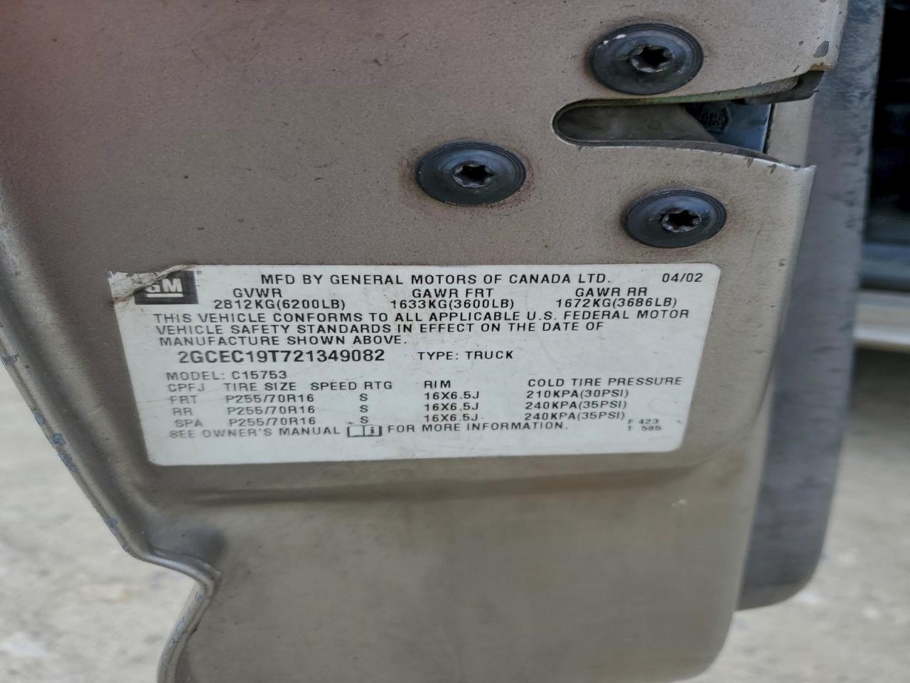 2002 CHEVROLET SILVERADO 1500