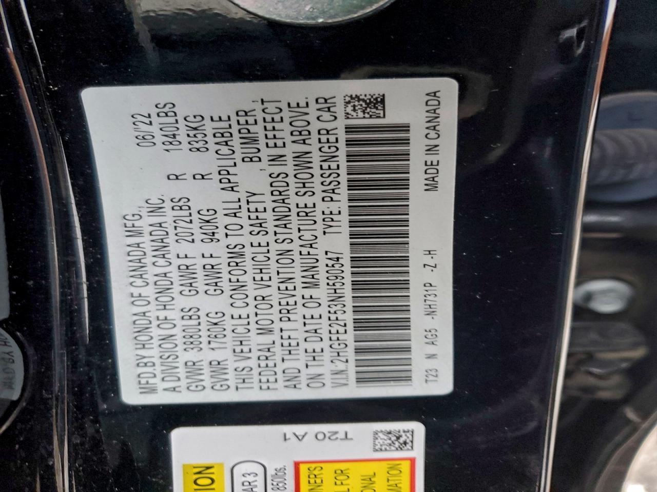 2022 HONDA CIVIC