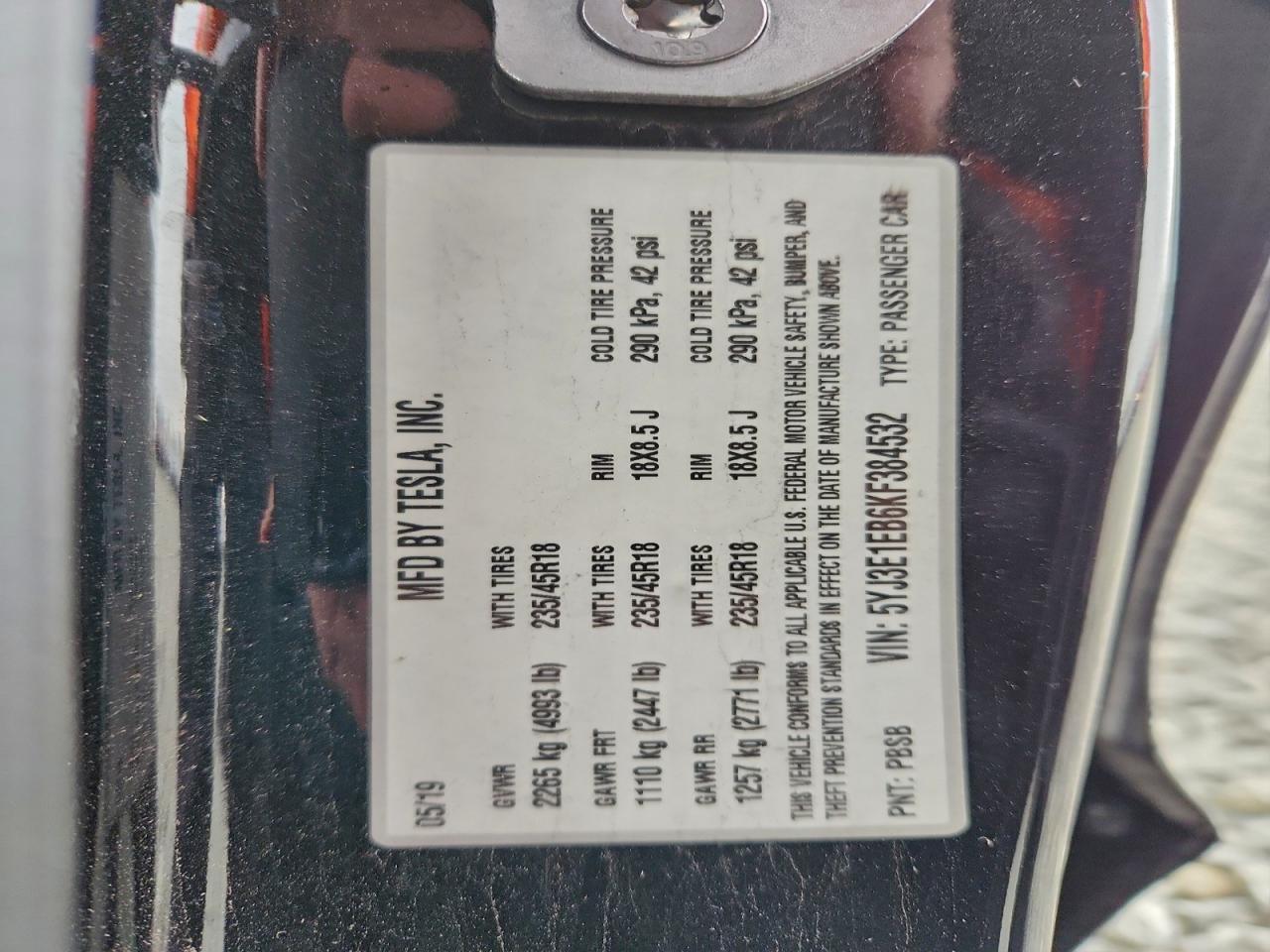 2019 TESLA MODEL 3