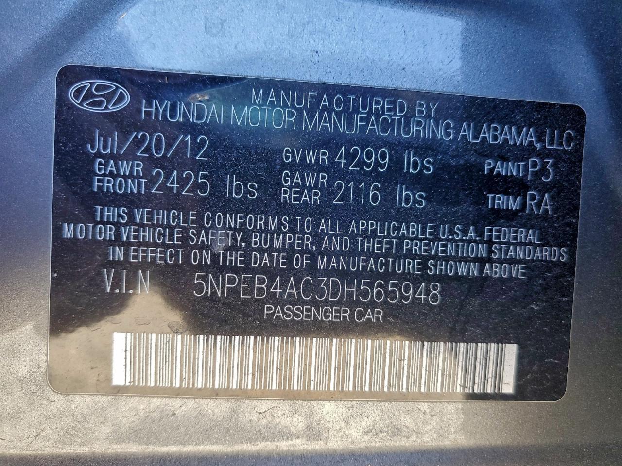 2013 HYUNDAI SONATA