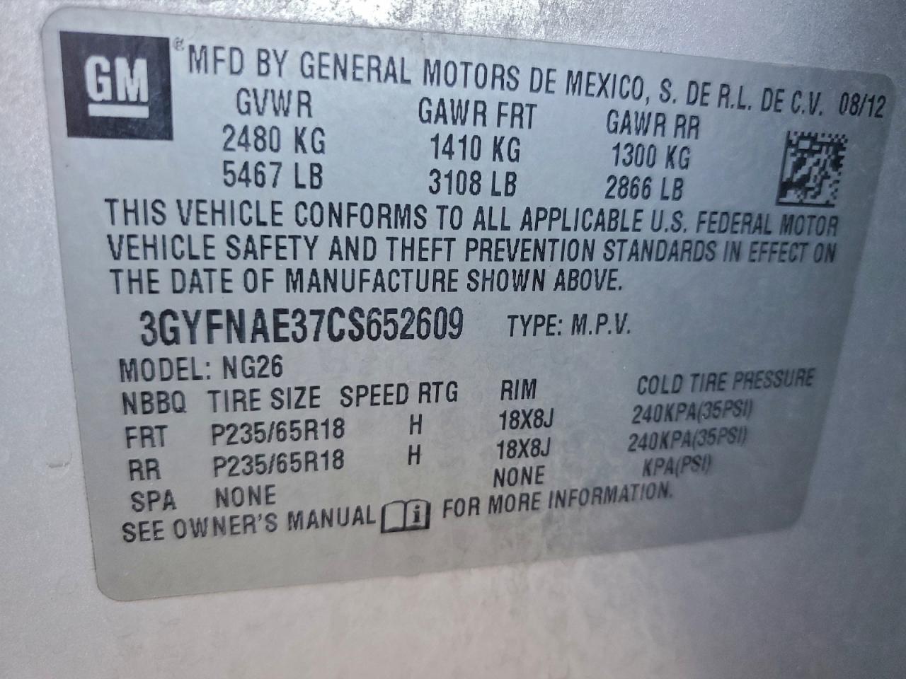 2012 CADILLAC SRX