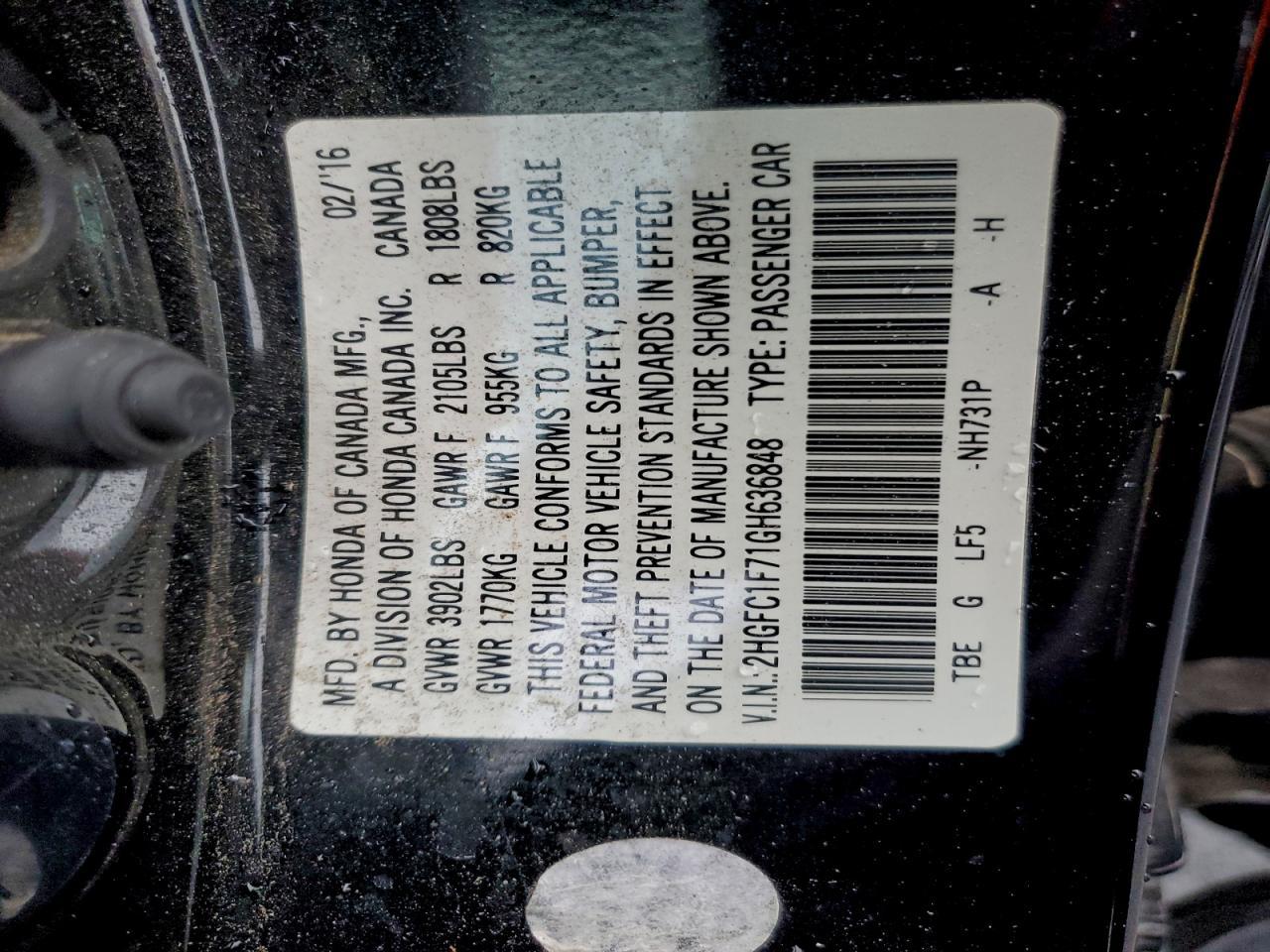 2016 HONDA CIVIC
