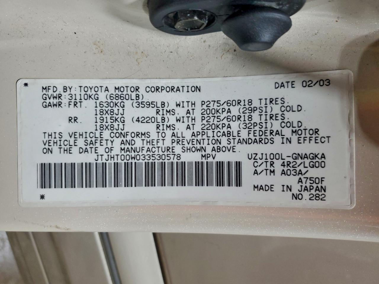 2003 LEXUS Lx 470