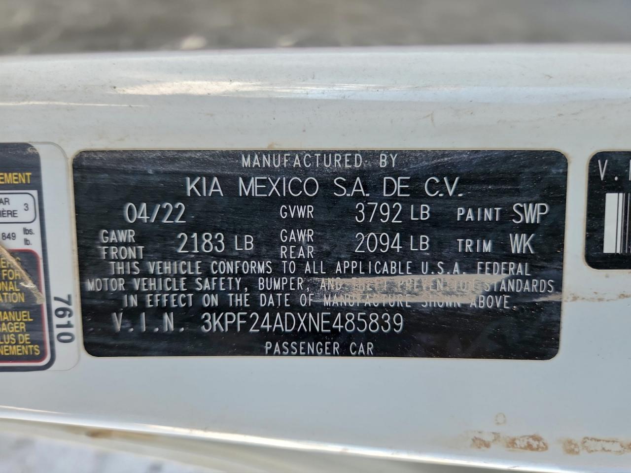 2022 KIA FORTE