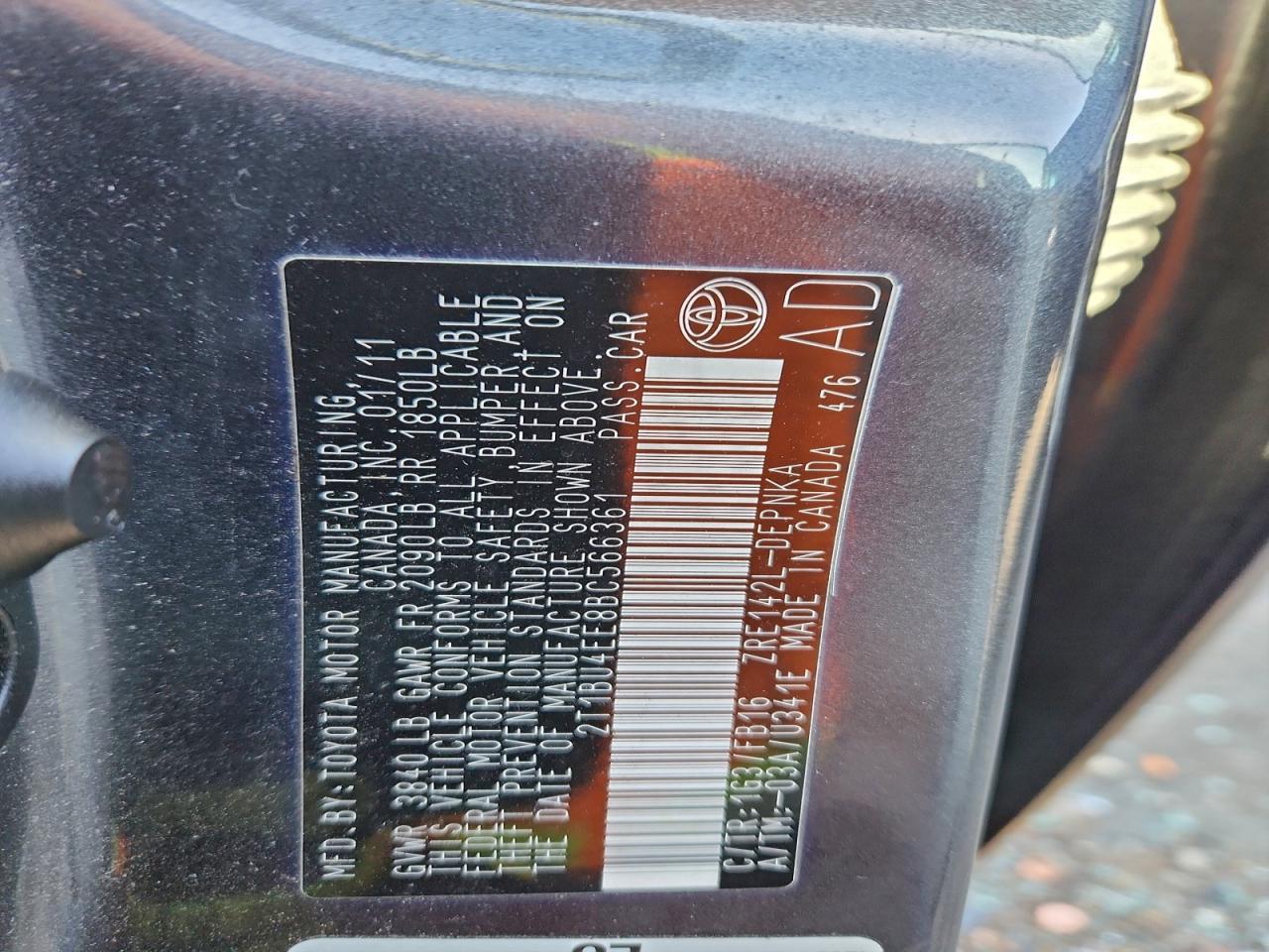 2011 TOYOTA COROLLA