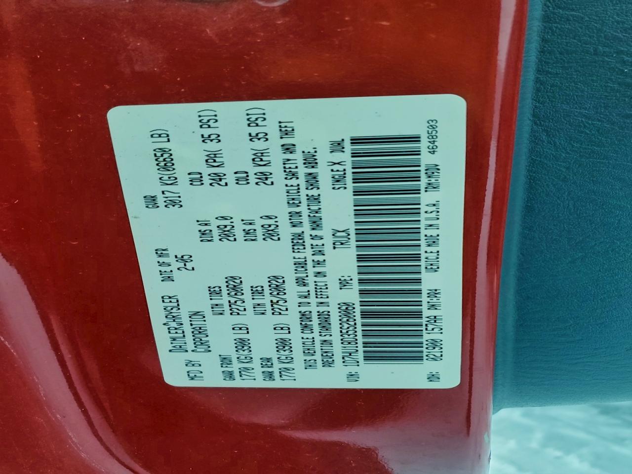 2005 DODGE RAM 1500