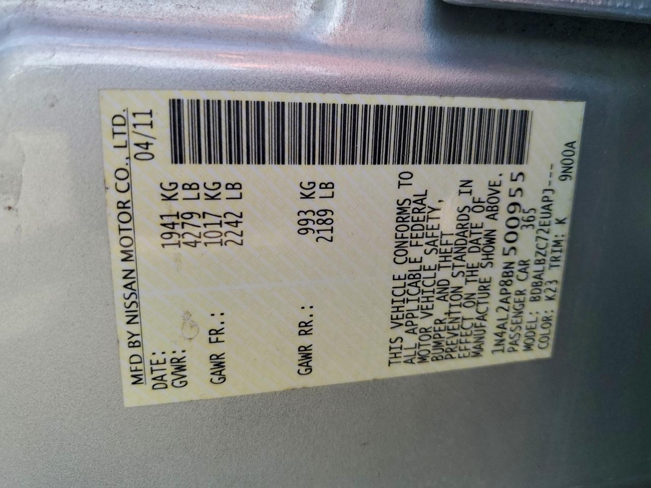 2011 NISSAN ALTIMA