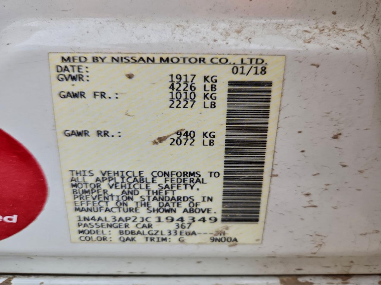 2018 NISSAN ALTIMA