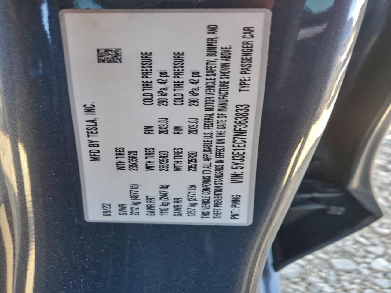2022 TESLA MODEL 3