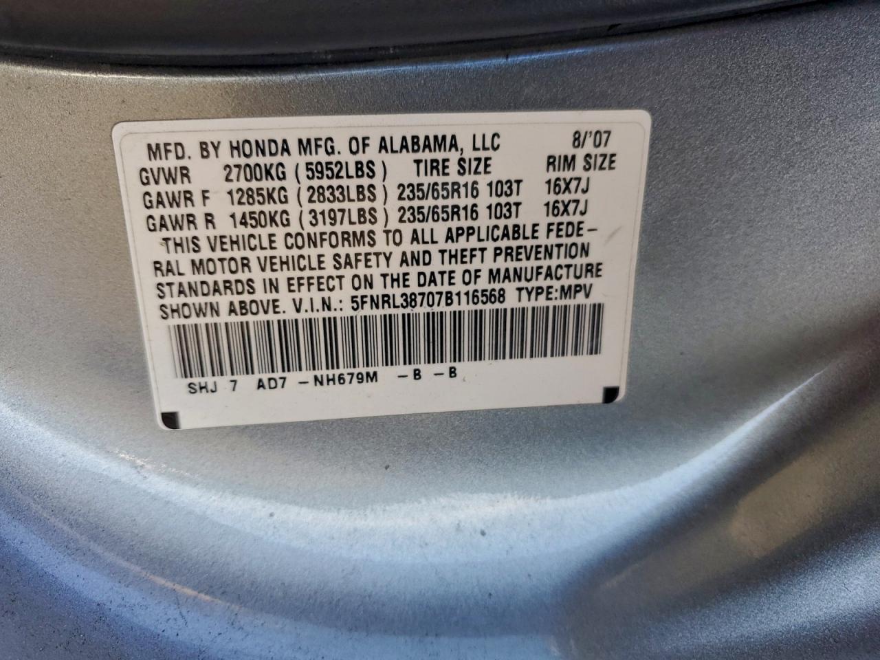 2007 HONDA ODYSSEY