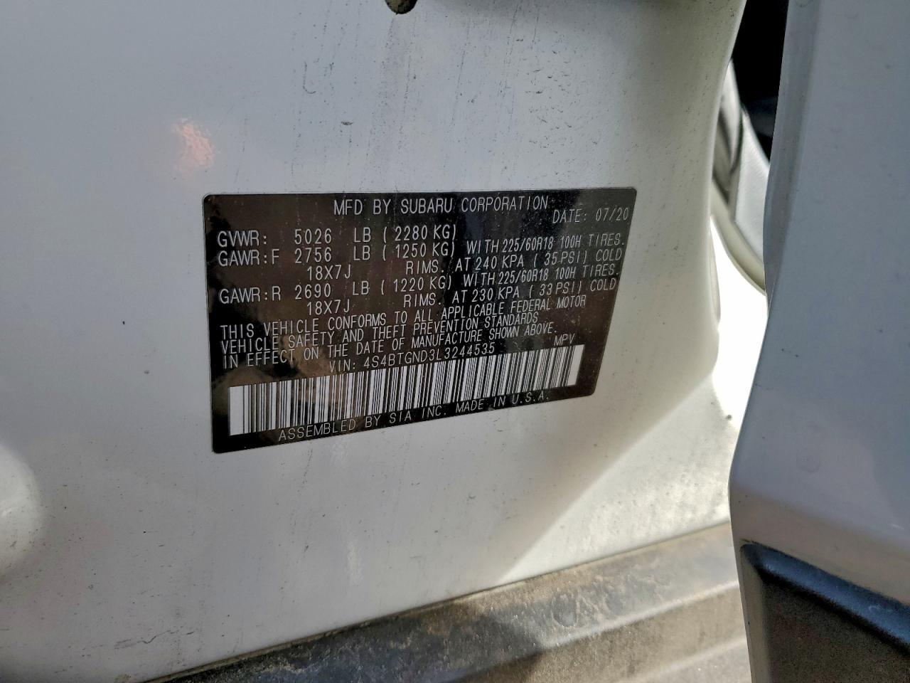 2020 SUBARU Outback