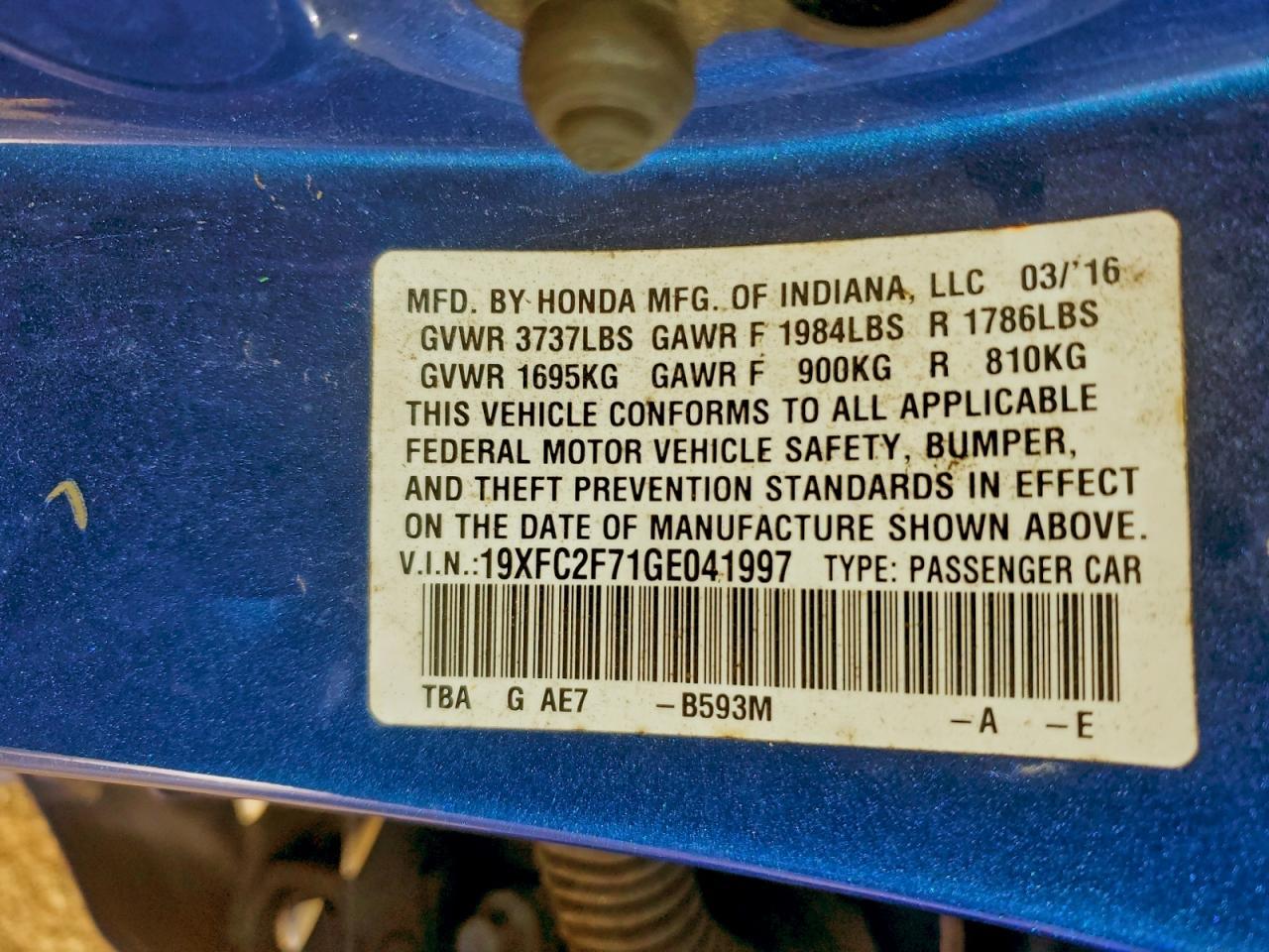 2016 HONDA CIVIC