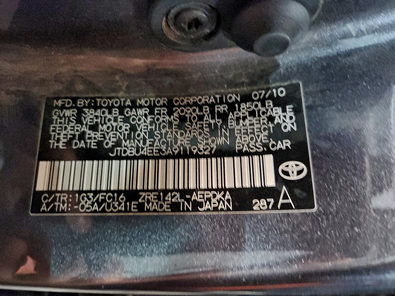 2010 TOYOTA COROLLA