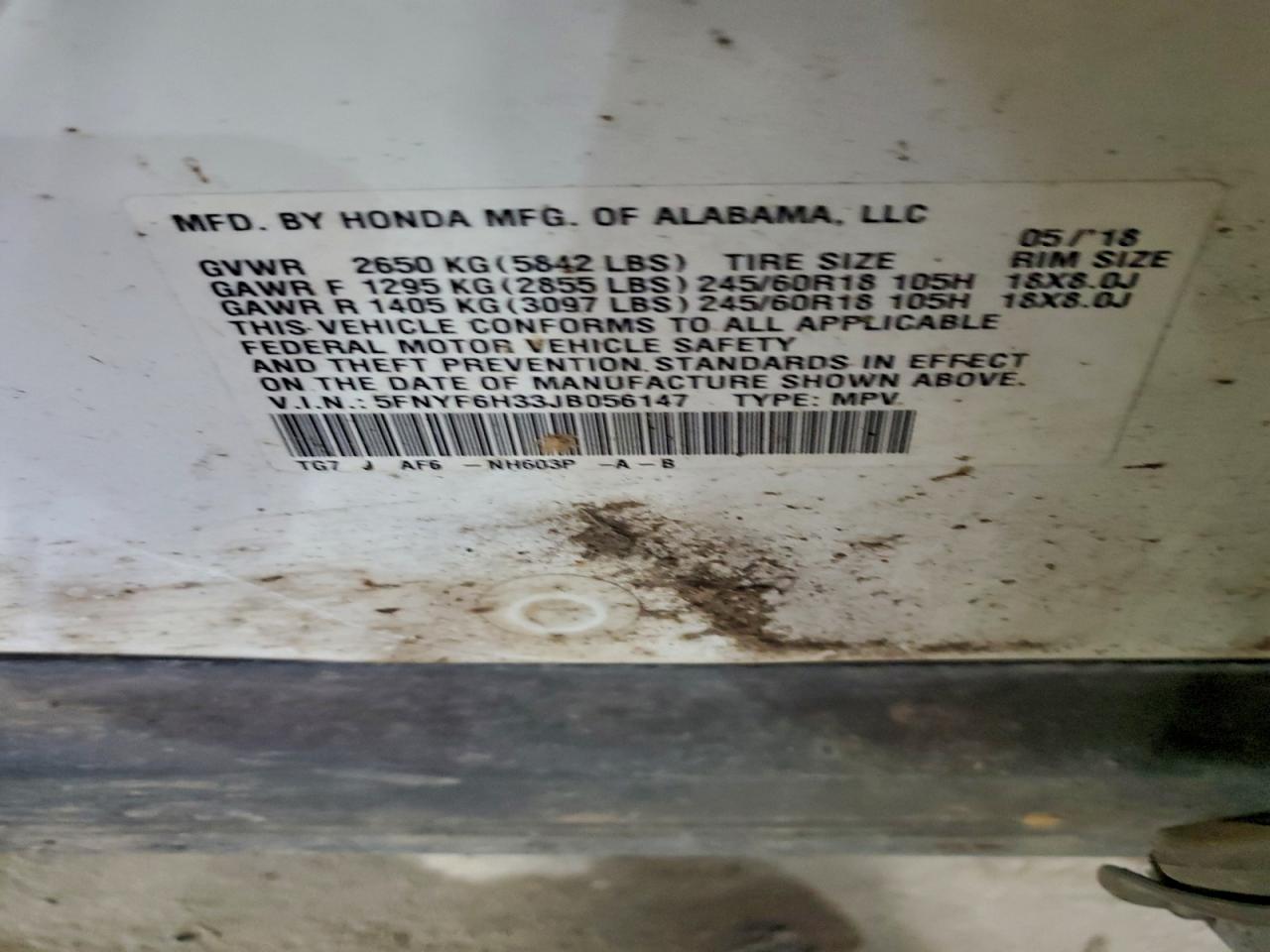 2018 HONDA PILOT