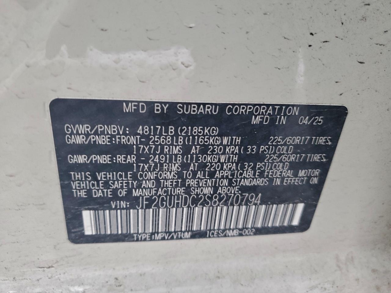 2025 SUBARU Crosstrek
