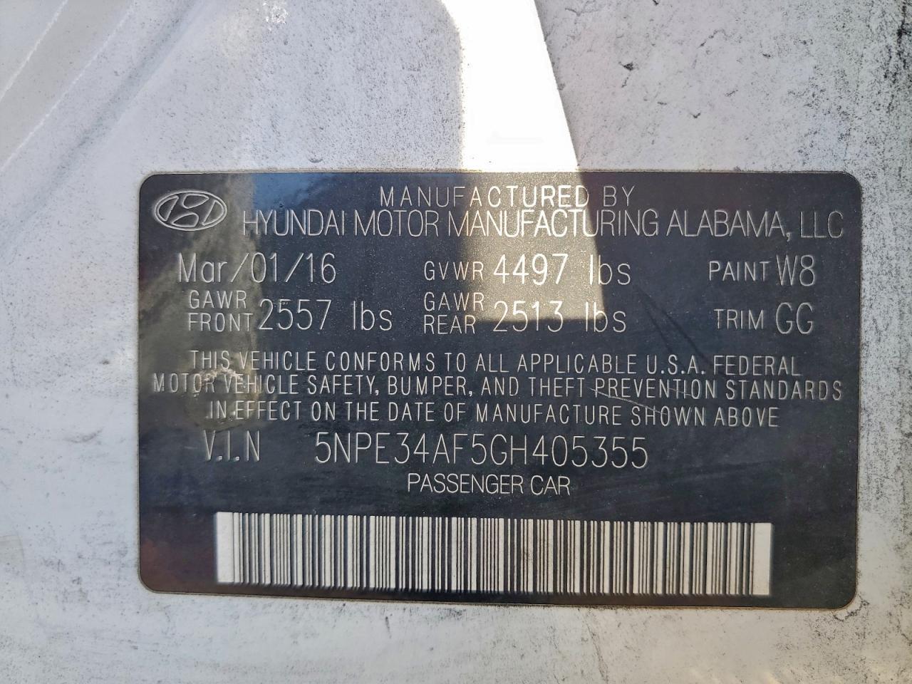 2016 HYUNDAI SONATA