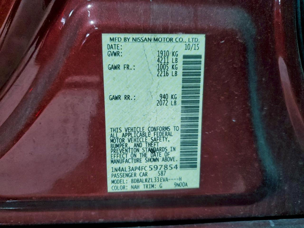 2015 NISSAN ALTIMA