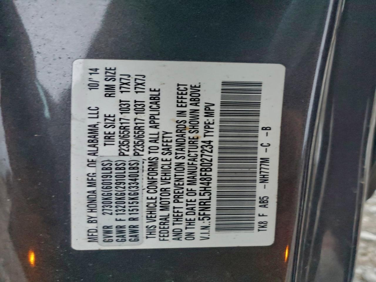 2015 HONDA ODYSSEY