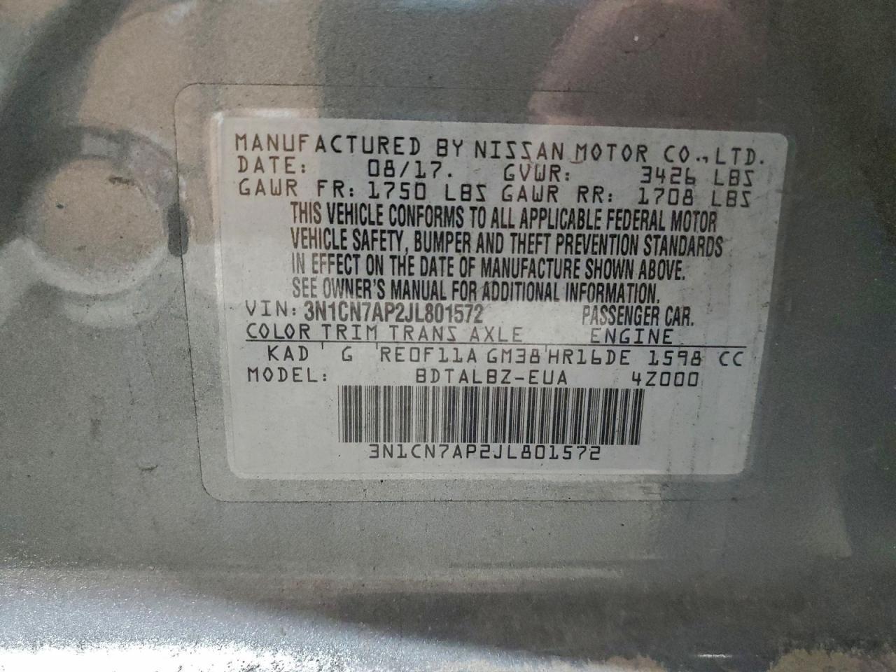2018 NISSAN VERSA