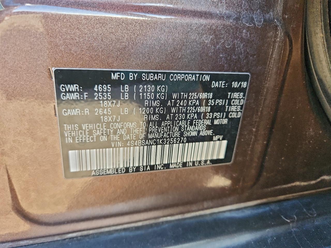 2019 SUBARU Outback