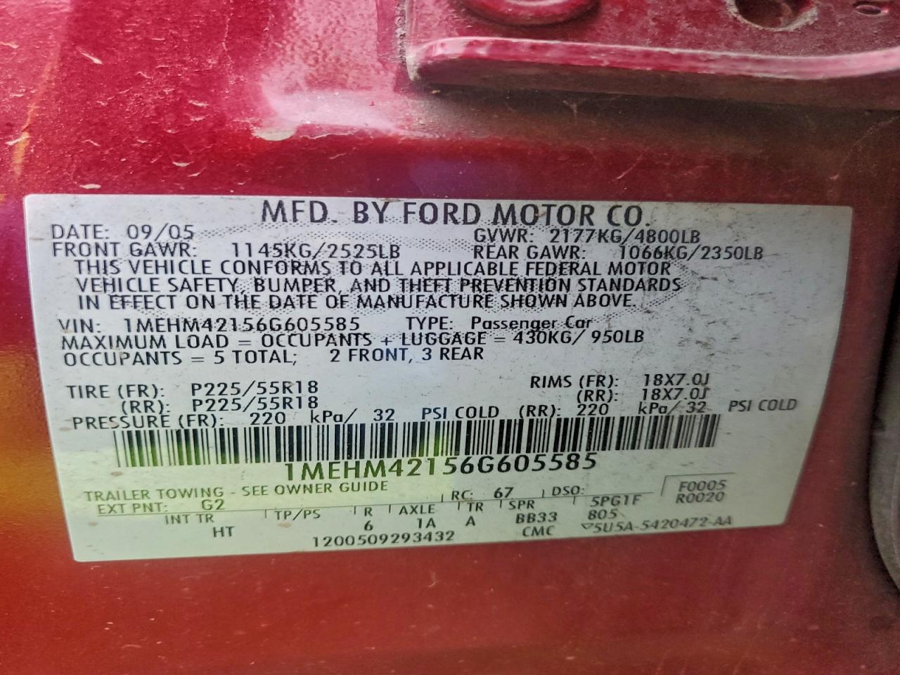 2006 MERCURY Montego