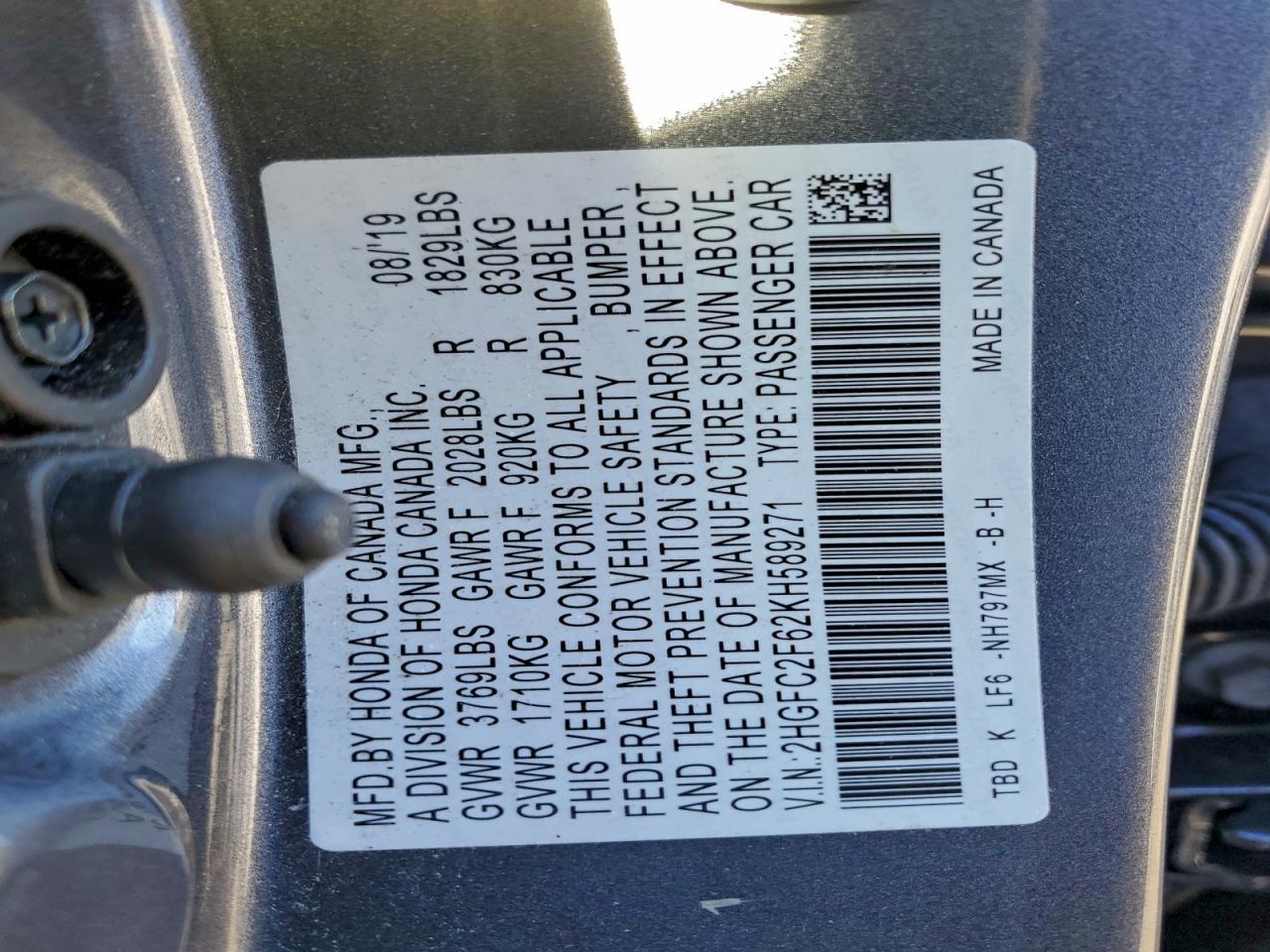 2019 HONDA CIVIC