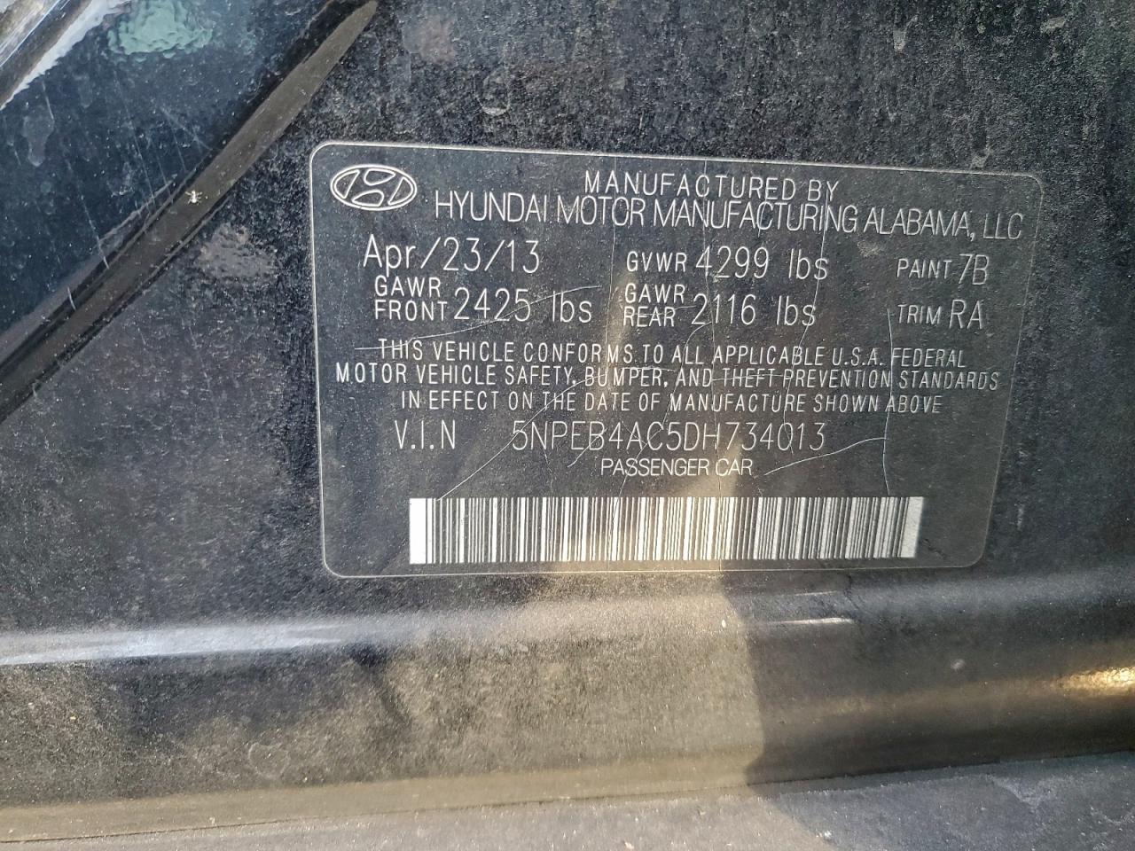 2013 HYUNDAI SONATA