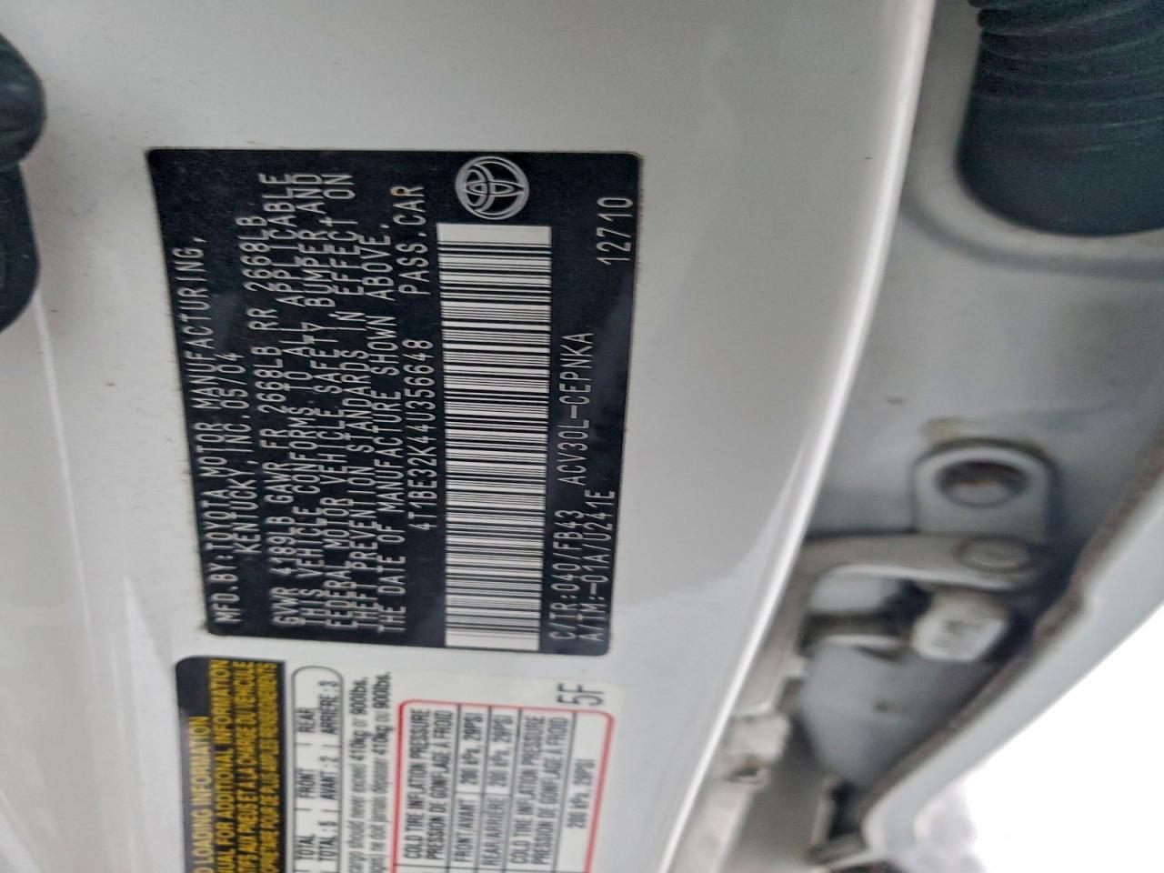 2004 TOYOTA CAMRY