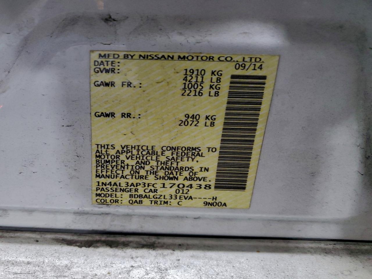 2015 NISSAN ALTIMA