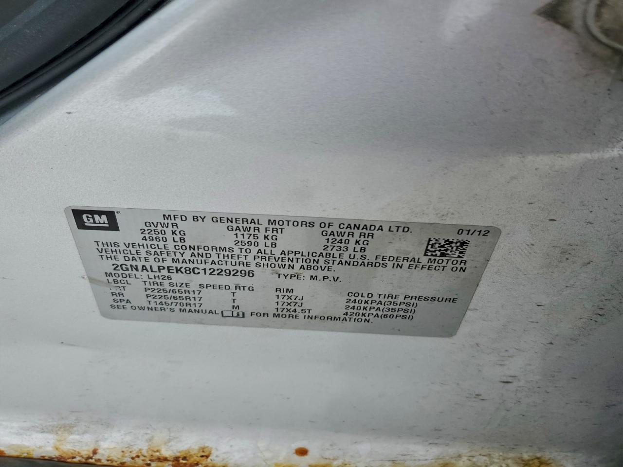 2012 CHEVROLET EQUINOX