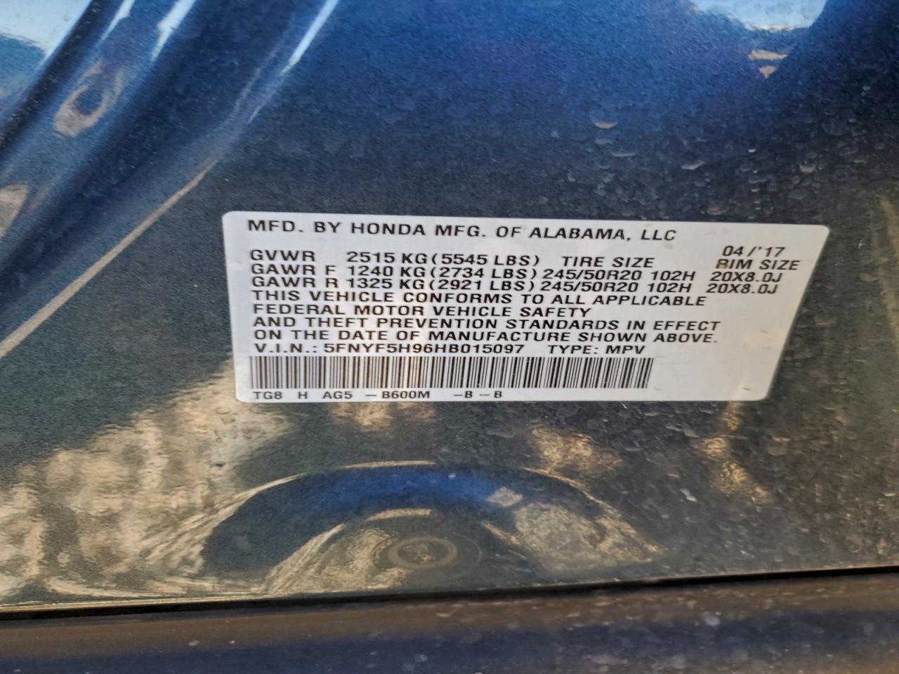 2017 HONDA PILOT
