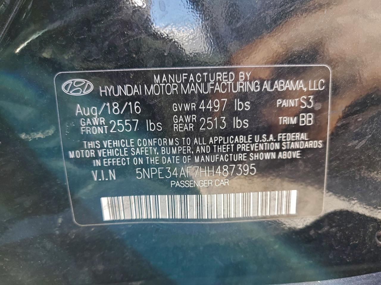 2017 HYUNDAI SONATA