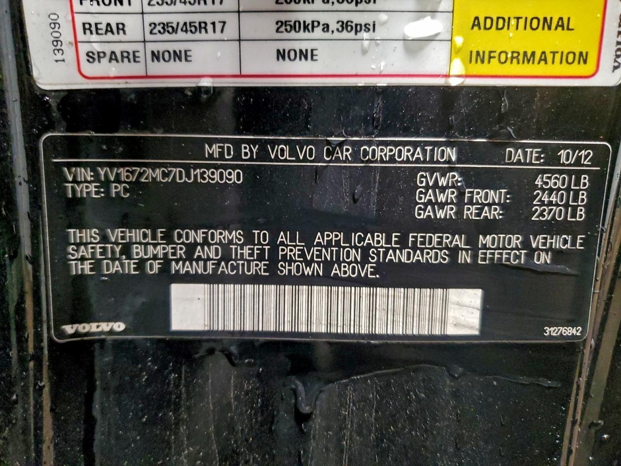 2013 VOLVO C70