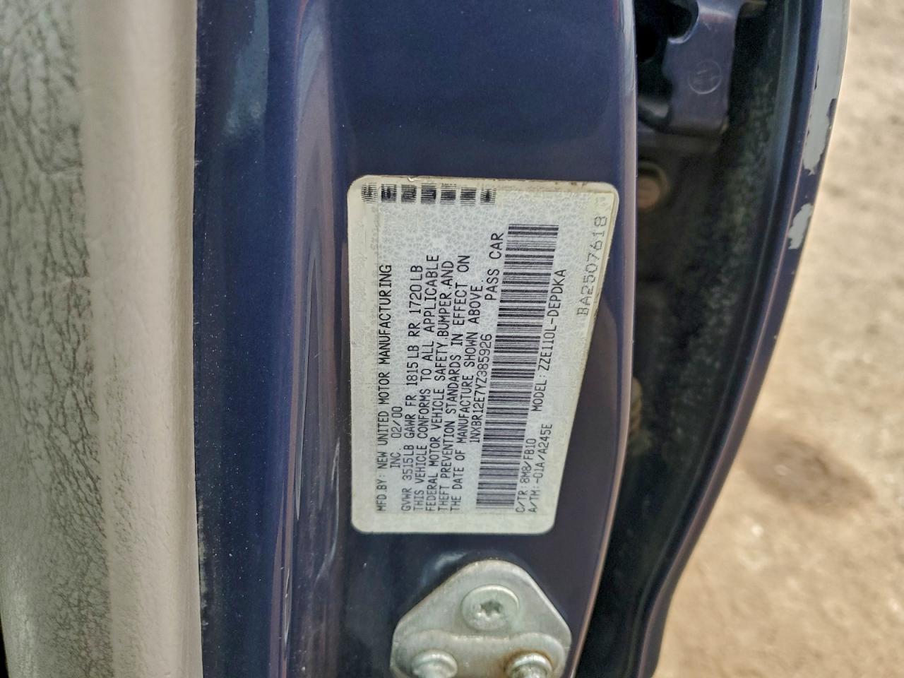 2000 TOYOTA COROLLA