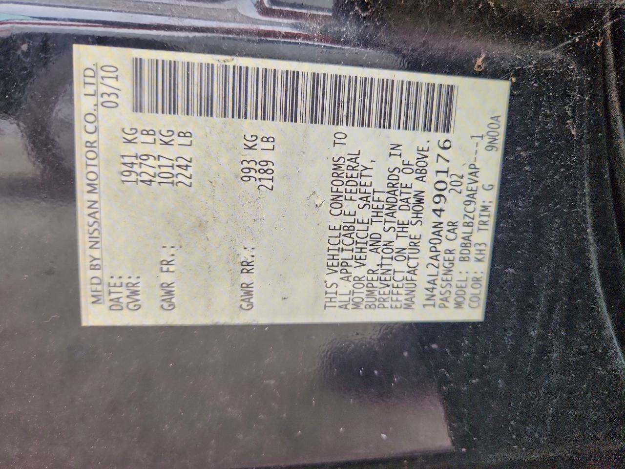2010 NISSAN ALTIMA